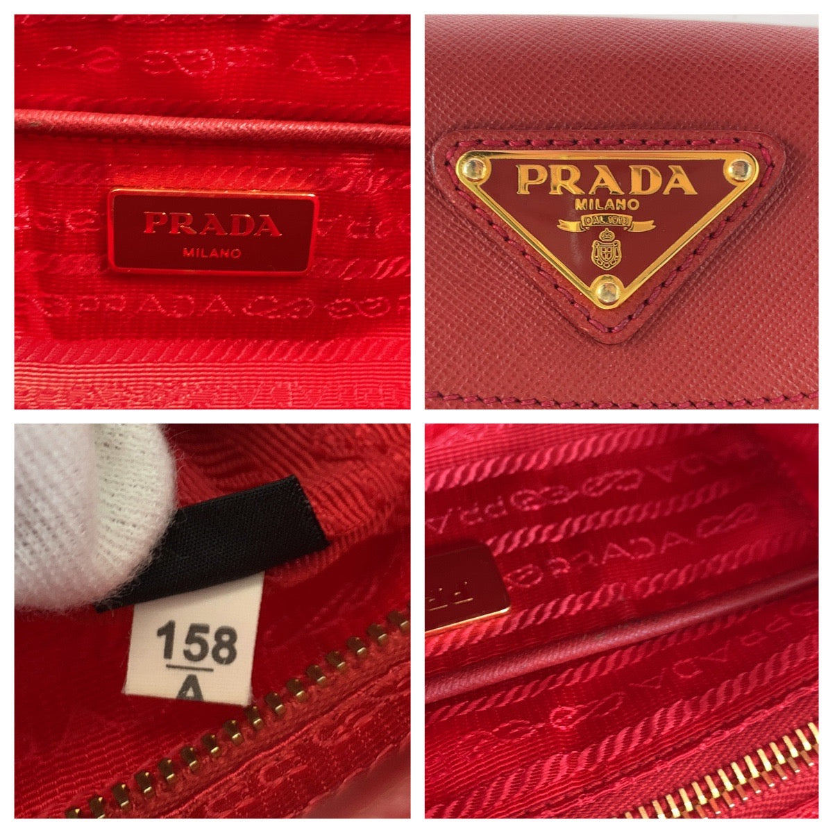 16687
PRADA プラダ テスート 三角ロゴプレート レッド ゴールド金具 ナイロン BN2106 トートバッグ ハンドバッグ レディース ABP44