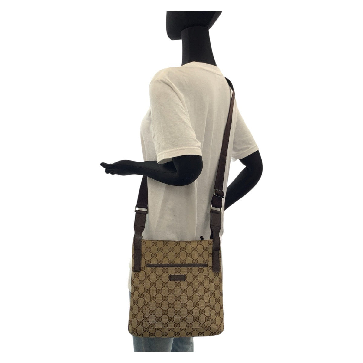 16697
GUCCI グッチ ベージュ ブラウン GGキャンバス / レザー 122793 ショルダーバッグ ポシェット  レディース