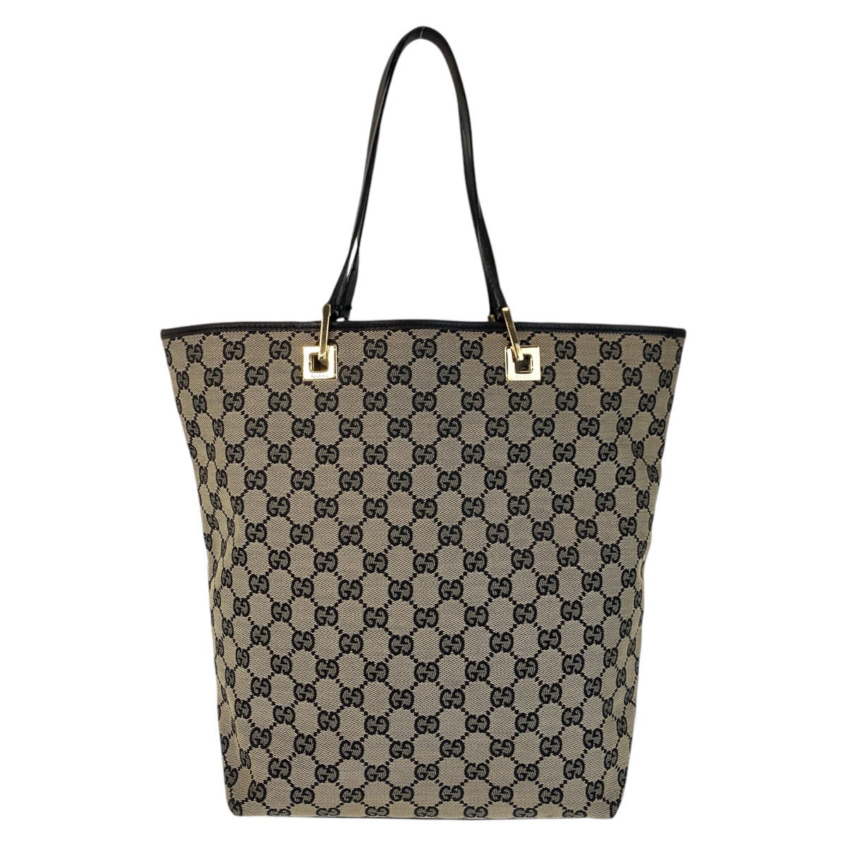 16698
GUCCI グッチ ベージュ ブラック 黒 ゴールド金具 GGキャンバス / レザー 002 1098 トートバッグ ショルダーバッグ  レディース ABP30