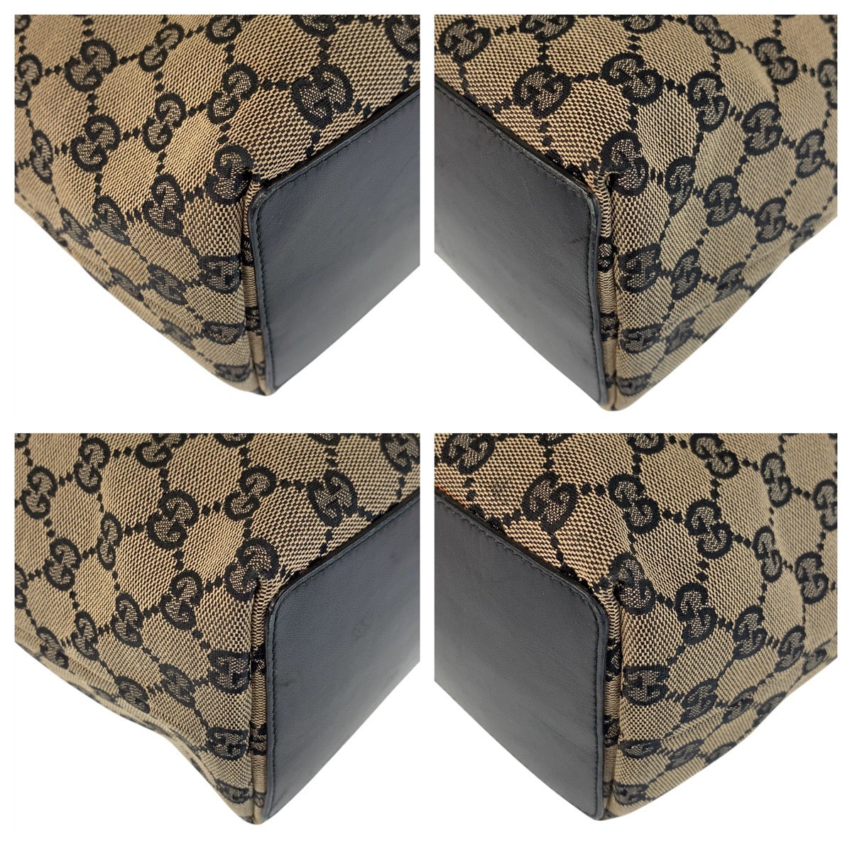 16698
GUCCI グッチ ベージュ ブラック 黒 ゴールド金具 GGキャンバス / レザー 002 1098 トートバッグ ショルダーバッグ  レディース ABP30