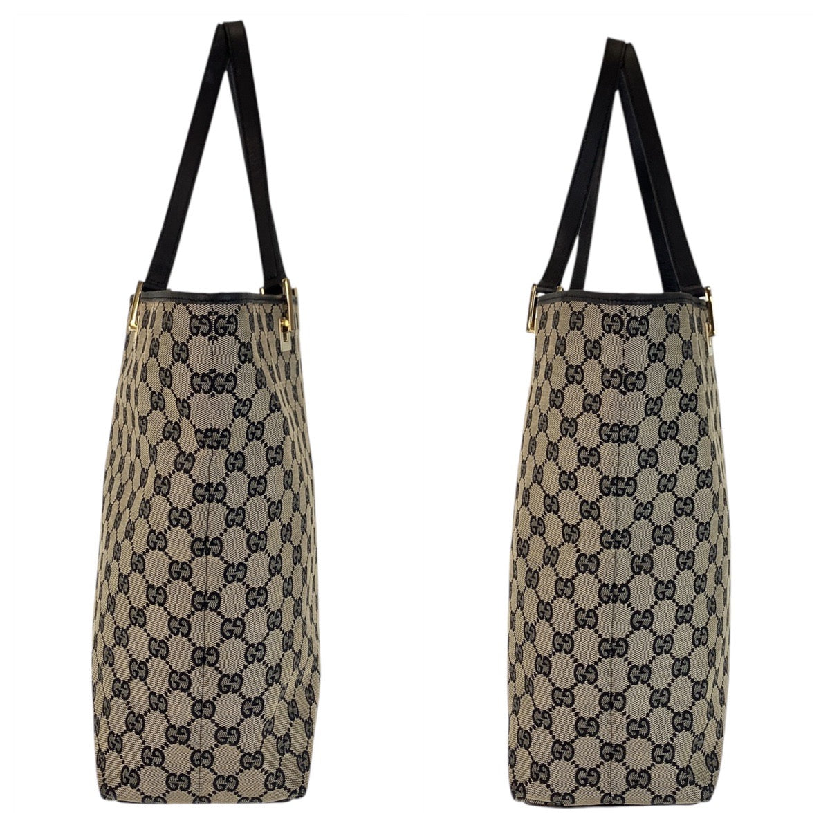 16698
GUCCI グッチ ベージュ ブラック 黒 ゴールド金具 GGキャンバス / レザー 002 1098 トートバッグ ショルダーバッグ  レディース ABP30