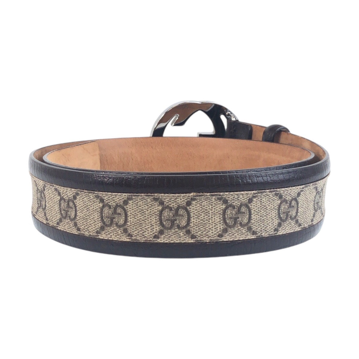 16699
GUCCI グッチ インターロッキング 80cm/32インチ ブラウン シルバー金具 GGスプリームキャンバス / レザー 142930 ベルト 男女兼用  メンズ ABP26
