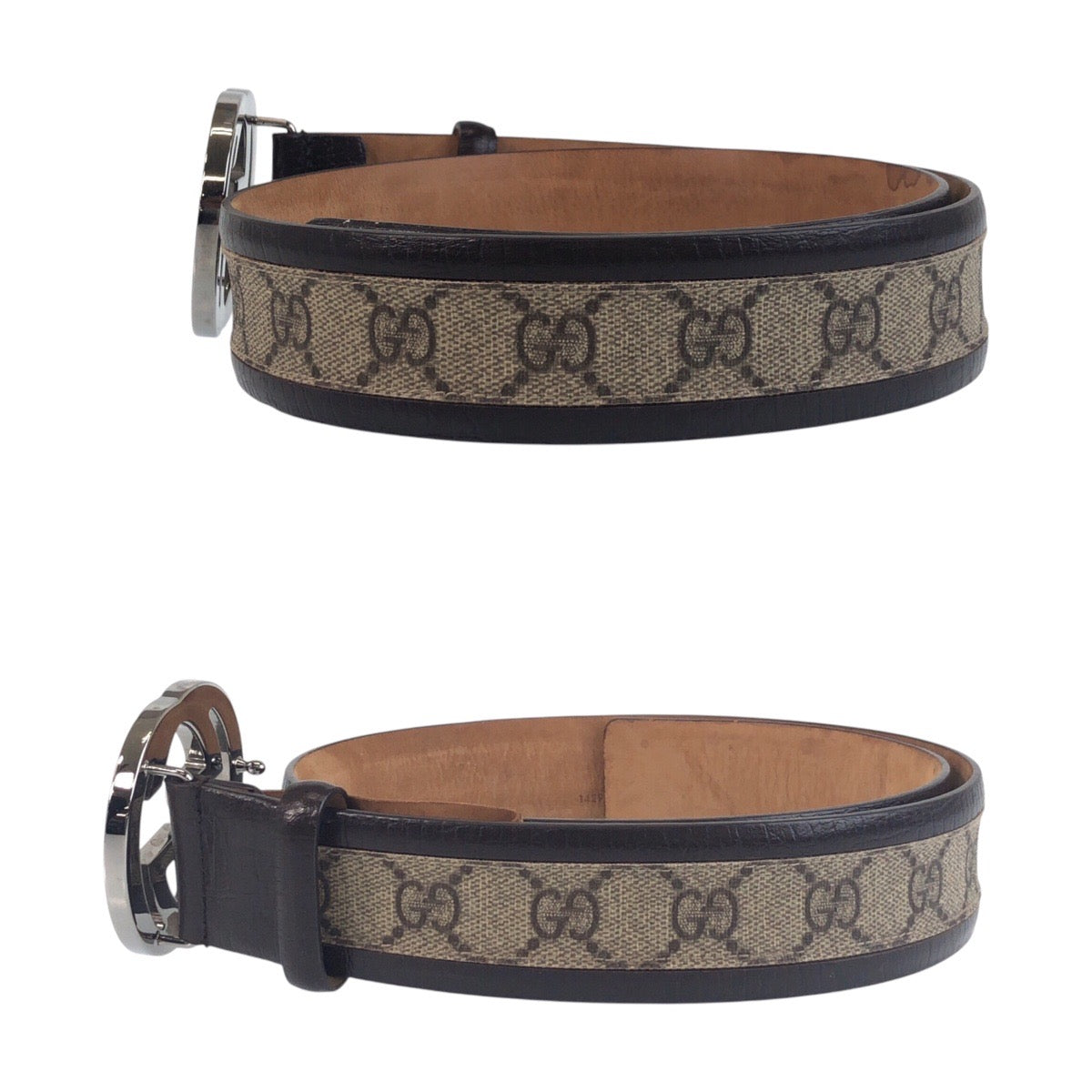 16699
GUCCI グッチ インターロッキング 80cm/32インチ ブラウン シルバー金具 GGスプリームキャンバス / レザー 142930 ベルト 男女兼用  メンズ ABP26