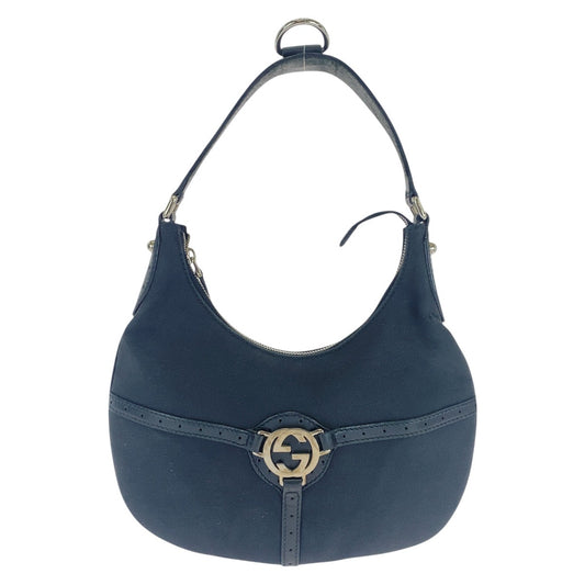 16700
GUCCI グッチ インターロッキング ブラック 黒 シルバー金具 キャンバス / レザー 114869 ショルダーバッグ ホーボー  レディース AB34
