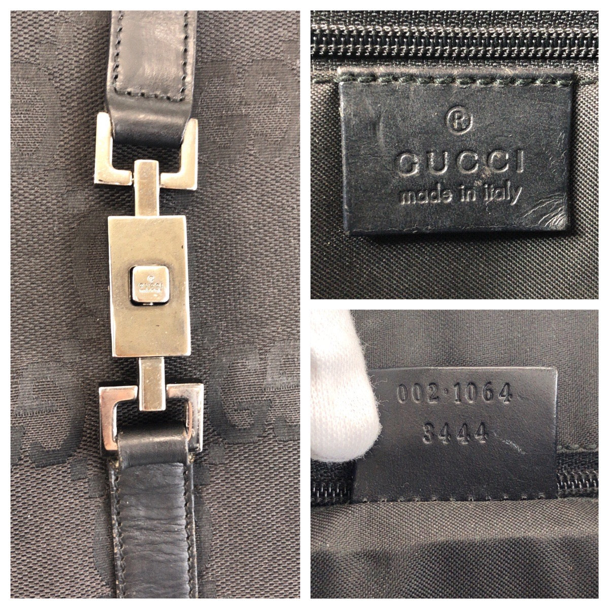 16702
GUCCI グッチ ジャッキー GGジャンボ ブラック 黒 GGキャンバス / レザー 002 1064 トートバッグ ショルダーバッグ  レディース ABP38