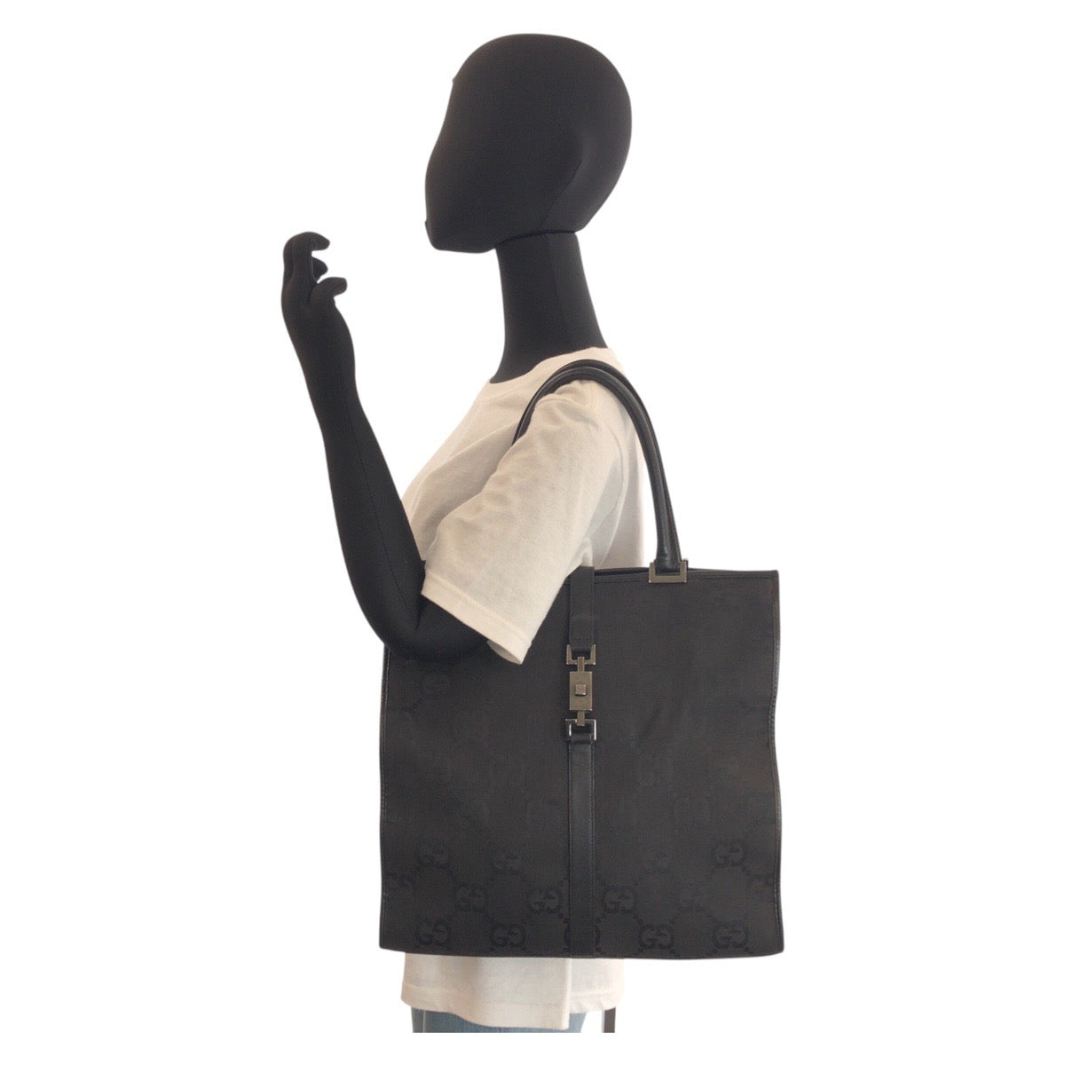 16702
GUCCI グッチ ジャッキー GGジャンボ ブラック 黒 GGキャンバス / レザー 002 1064 トートバッグ ショルダーバッグ  レディース ABP38