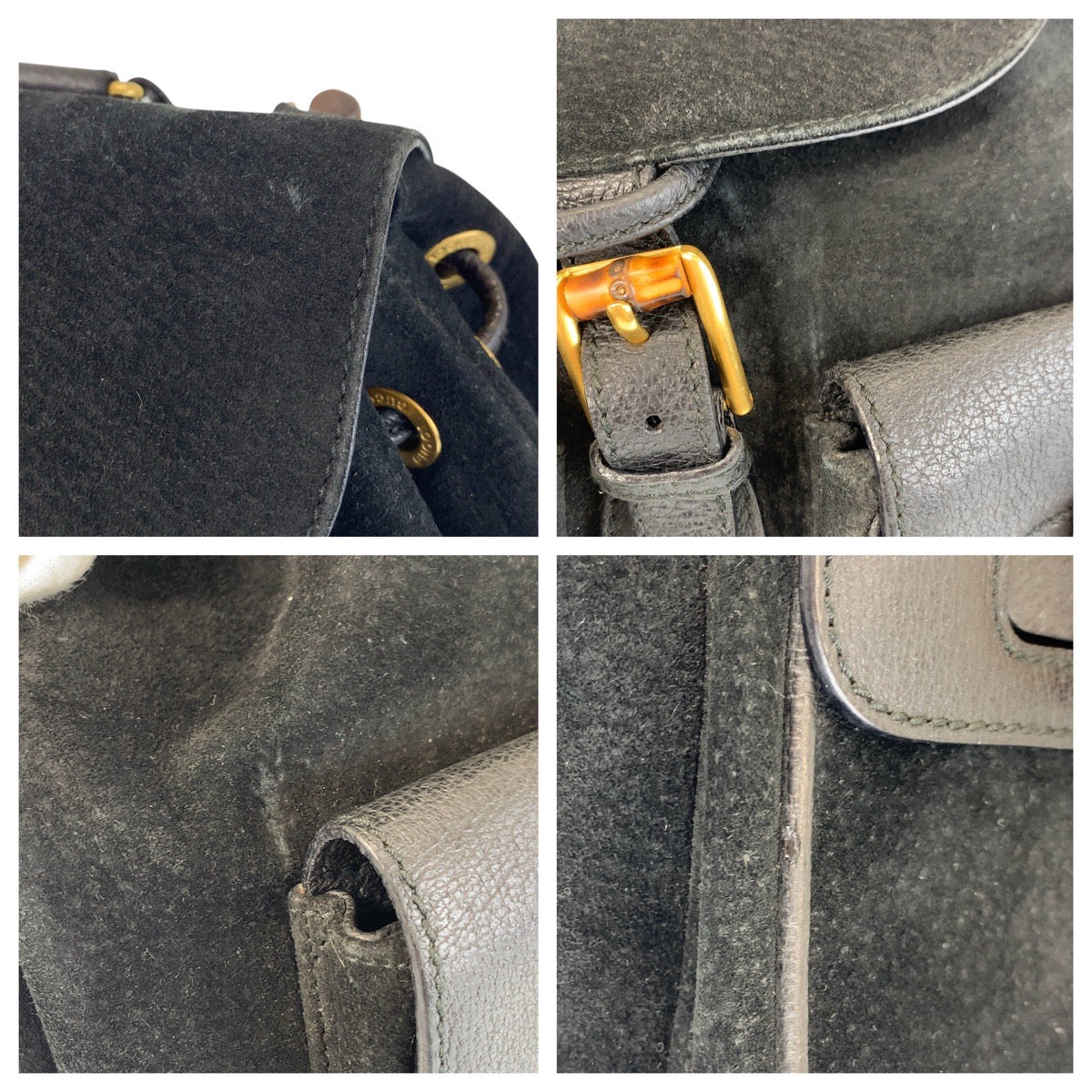 16703
GUCCI グッチ バンブー ブラック 黒 ゴールド金具 スウェード / レザー 003 2058 0016 リュック バックパック  レディース AB34