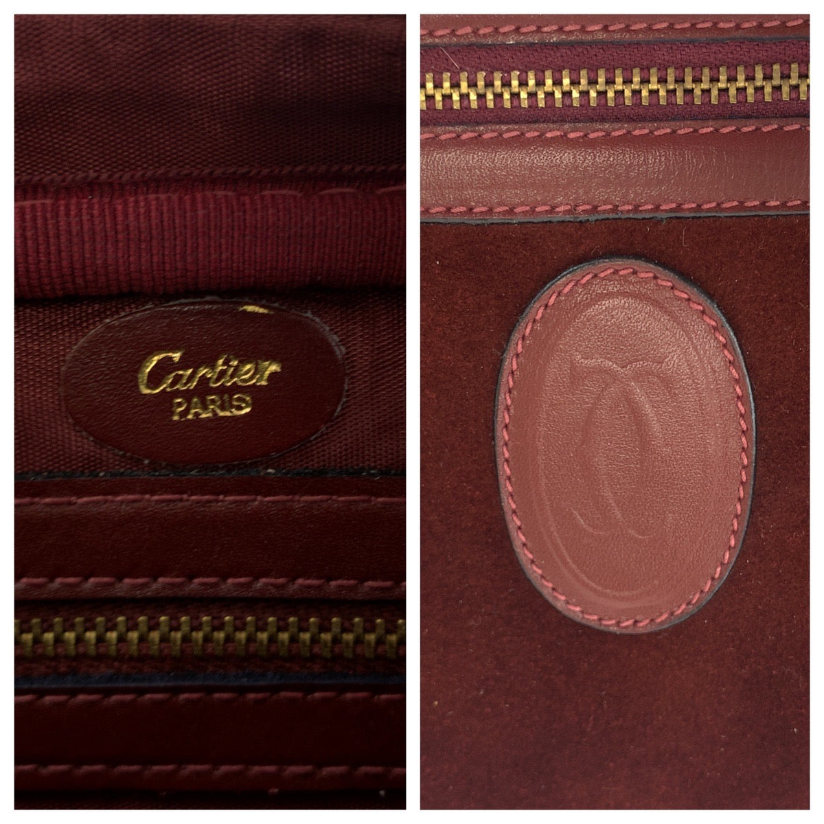 16707
CARTIER カルティエ ヴィンテージ マストライン ボルドー ゴールド金具 スウェード ショルダーバッグ ポシェット  レディース A38