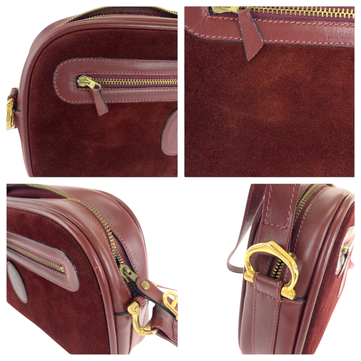 16707
CARTIER カルティエ ヴィンテージ マストライン ボルドー ゴールド金具 スウェード ショルダーバッグ ポシェット  レディース A38