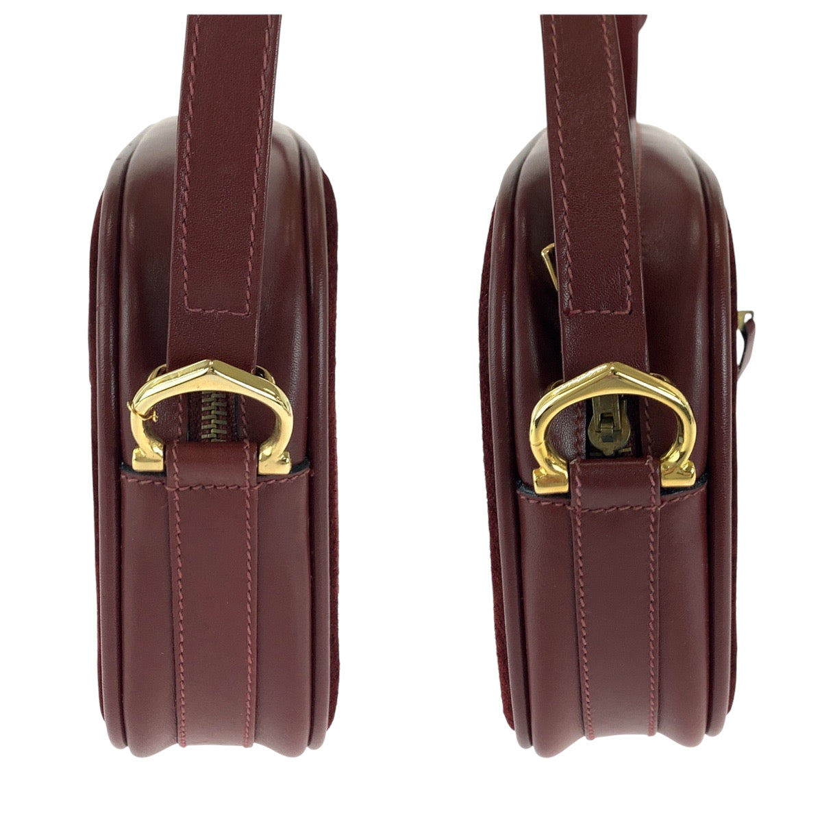 16707
CARTIER カルティエ ヴィンテージ マストライン ボルドー ゴールド金具 スウェード ショルダーバッグ ポシェット  レディース A38
