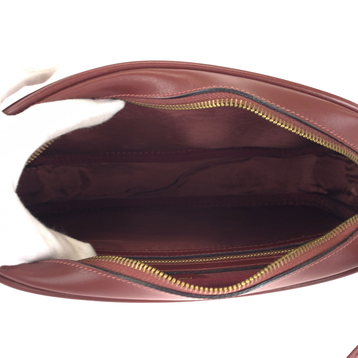 16707
CARTIER カルティエ ヴィンテージ マストライン ボルドー ゴールド金具 スウェード ショルダーバッグ ポシェット  レディース A38