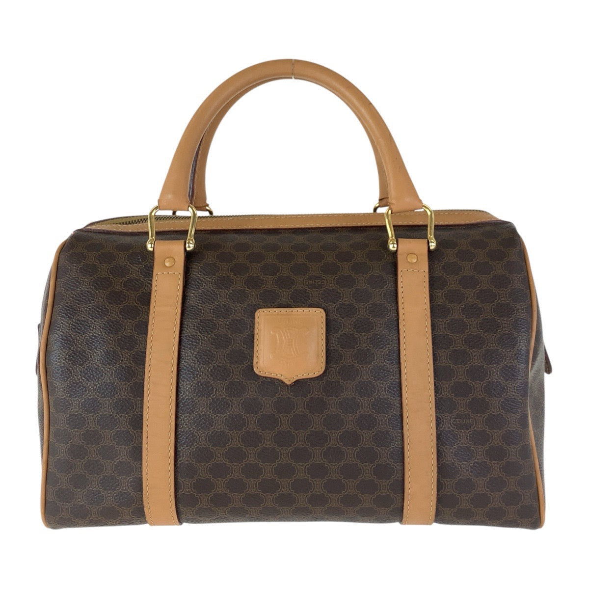 16708
CELINE セリーヌ マカダム ブラウン ゴールド金具 PVC / レザー M14 ハンドバッグ ボストンバッグ  レディース ABP40