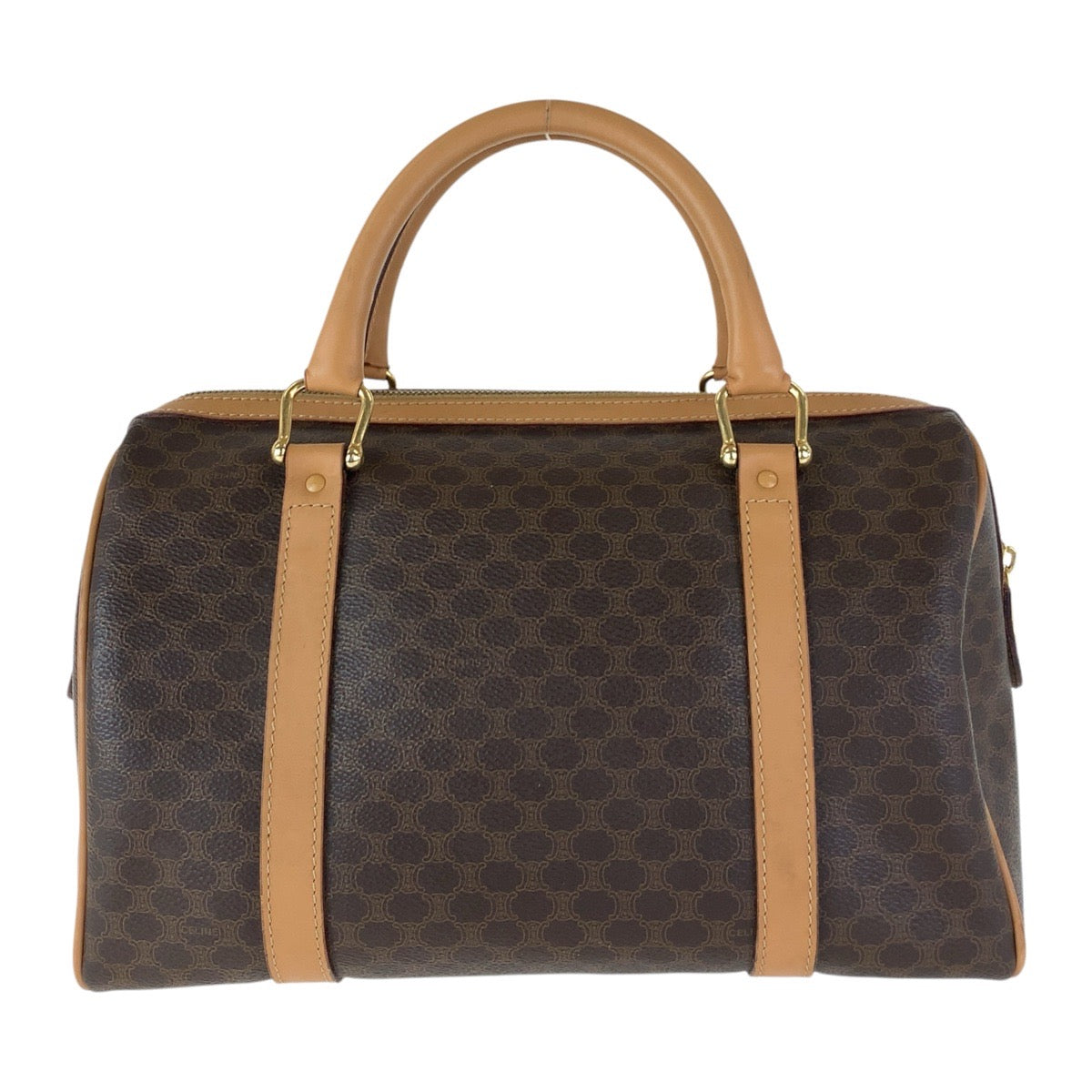 16708
CELINE セリーヌ マカダム ブラウン ゴールド金具 PVC / レザー M14 ハンドバッグ ボストンバッグ  レディース ABP40