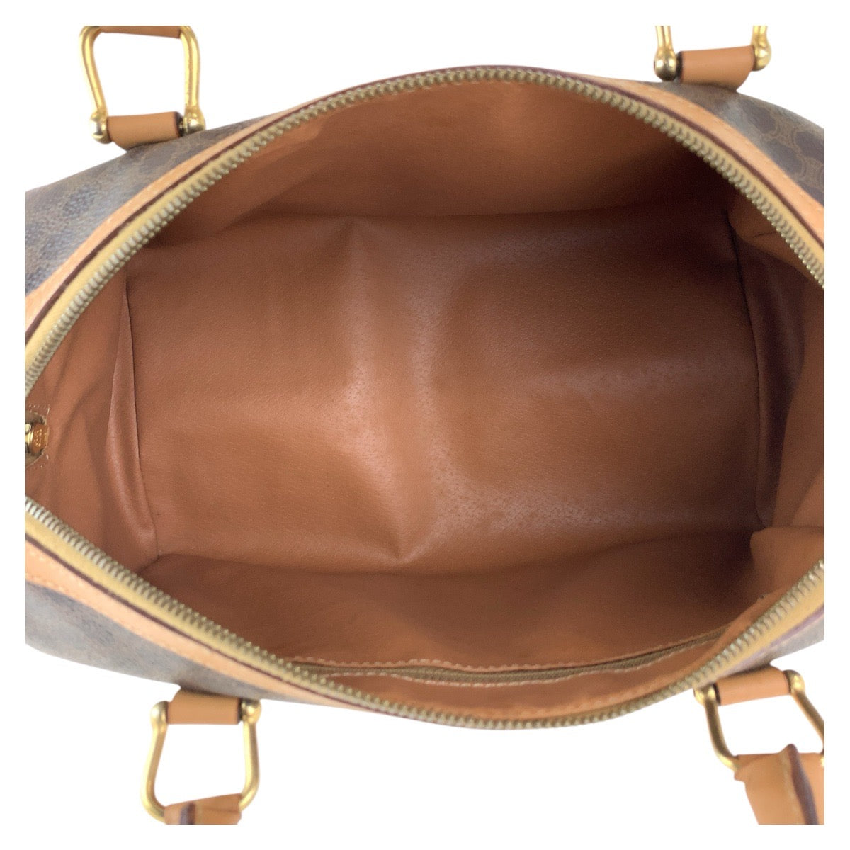 16708
CELINE セリーヌ マカダム ブラウン ゴールド金具 PVC / レザー M14 ハンドバッグ ボストンバッグ  レディース ABP40