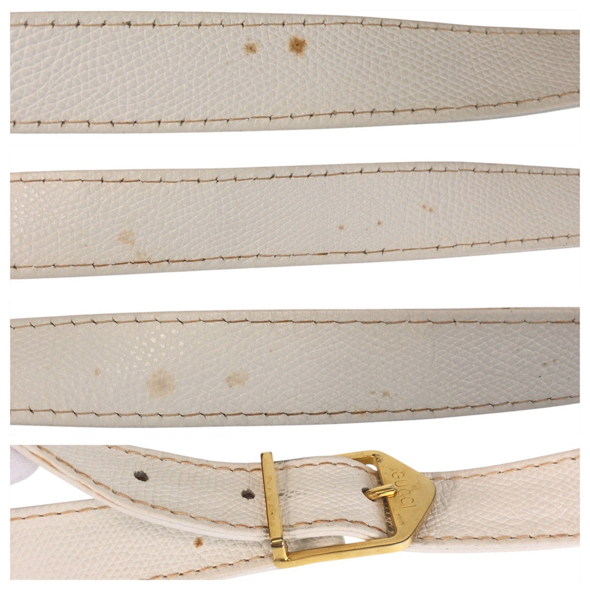 16709
GUCCI グッチ ヴィンテージ オールドグッチ ブラウン ホワイト ゴールド金具 レザー ショルダーバッグ メッセンジャーバッグ  レディース