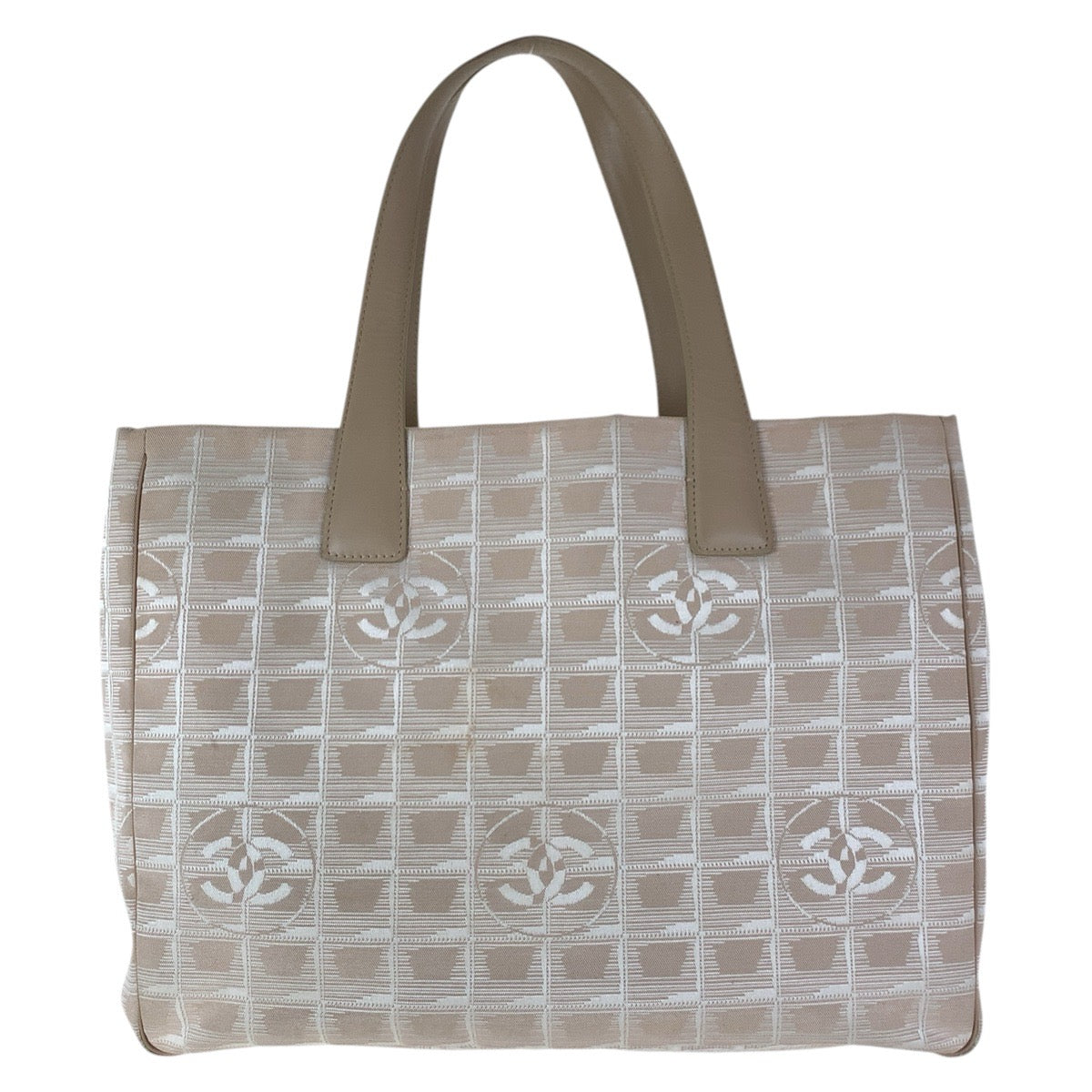 16710
CHANEL シャネル ニュートラベルライン ベージュ シルバー金具 キャンバス / レザー トートバッグ ショルダーバッグ  レディース