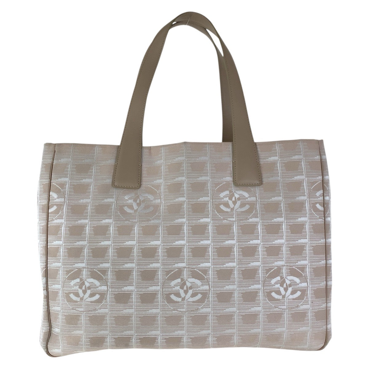 16710
CHANEL シャネル ニュートラベルライン ベージュ シルバー金具 キャンバス / レザー トートバッグ ショルダーバッグ  レディース