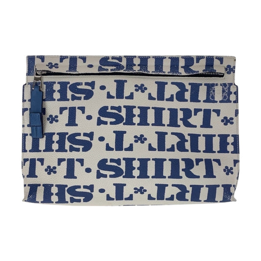 16711
LOEWE ロエベ Tポーチ ブルー ホワイト シルバー金具 レザー クラッチバッグ セカンドバッグ  レディース AB33