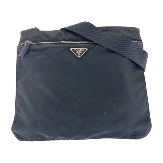 16712
PRADA プラダ テスート 三角ロゴプレート ブラック 黒 シルバー金具 ナイロン 45 斜め掛け ショルダーバッグ 男女兼用  レディース AB32
