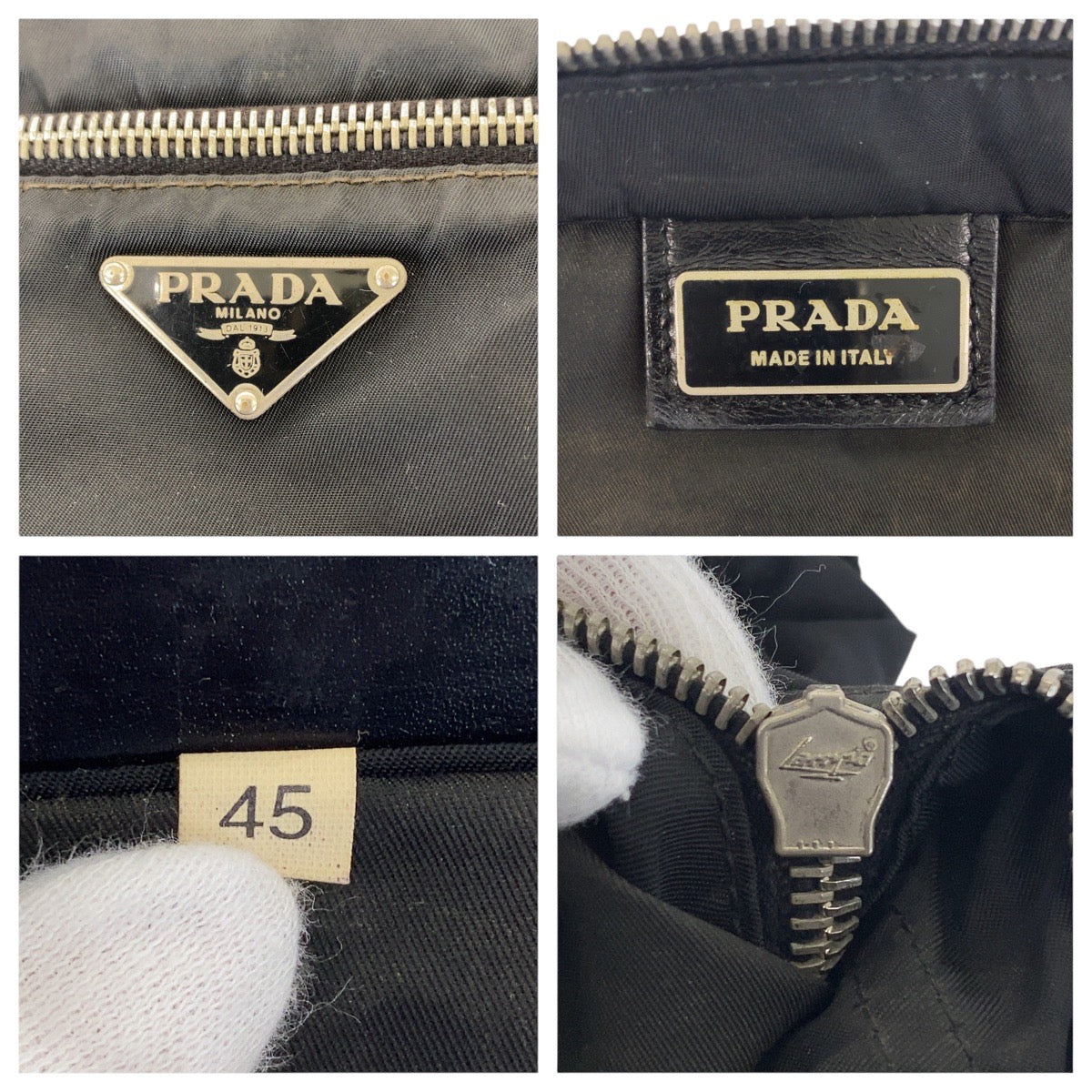 16712
PRADA プラダ テスート 三角ロゴプレート ブラック 黒 シルバー金具 ナイロン 45 斜め掛け ショルダーバッグ 男女兼用  レディース AB32