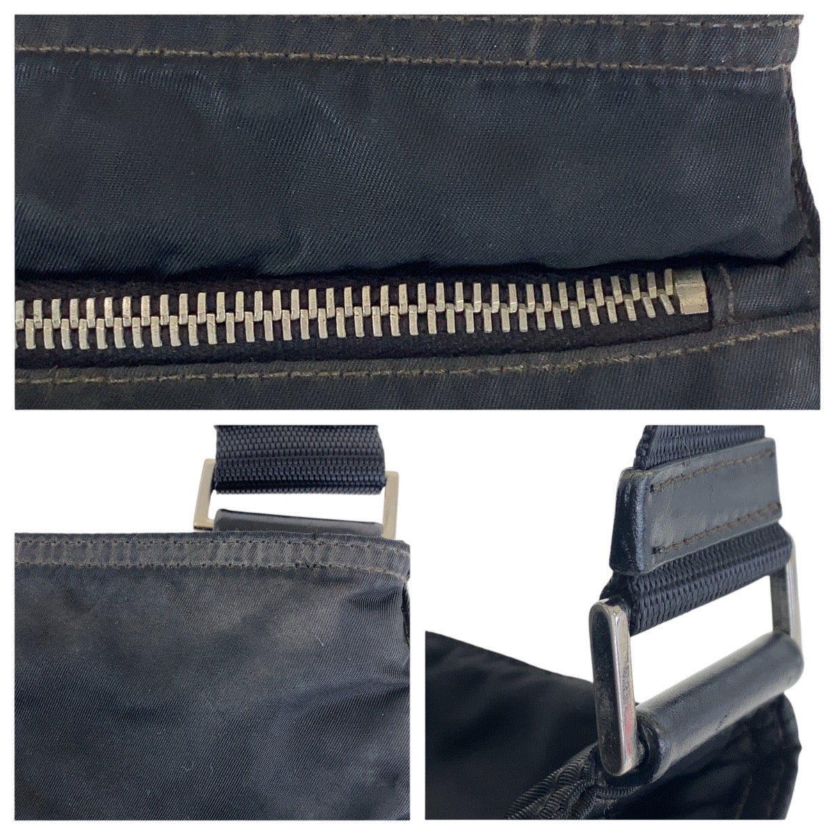 16712
PRADA プラダ テスート 三角ロゴプレート ブラック 黒 シルバー金具 ナイロン 45 斜め掛け ショルダーバッグ 男女兼用  レディース AB32
