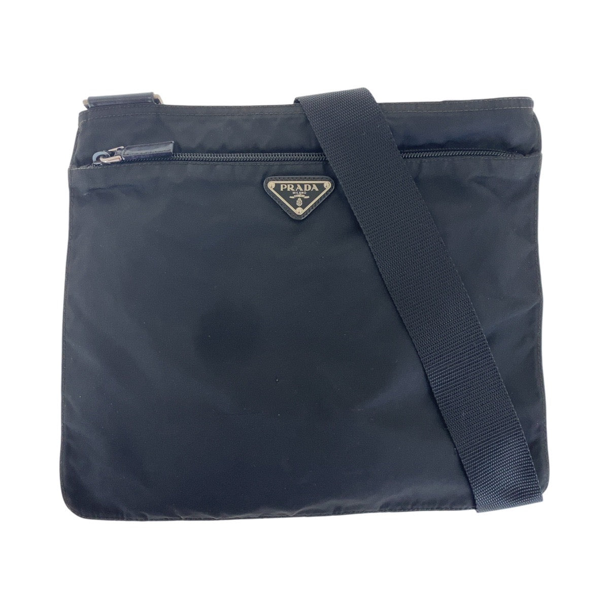 16713
PRADA プラダ テスート 三角ロゴプレート ブラック 黒 シルバー金具 ナイロン ショルダーバッグ ポシェット  レディース AB34