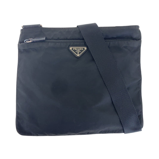 16713
PRADA プラダ テスート 三角ロゴプレート ブラック 黒 シルバー金具 ナイロン ショルダーバッグ ポシェット  レディース AB34