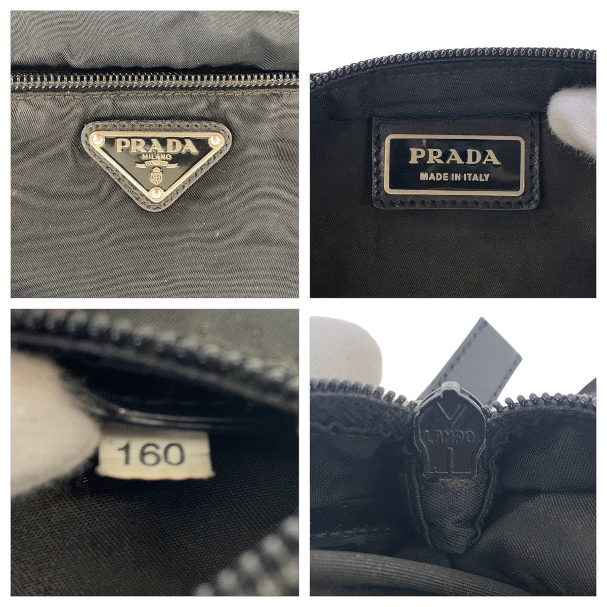 16713
PRADA プラダ テスート 三角ロゴプレート ブラック 黒 シルバー金具 ナイロン ショルダーバッグ ポシェット  レディース AB34