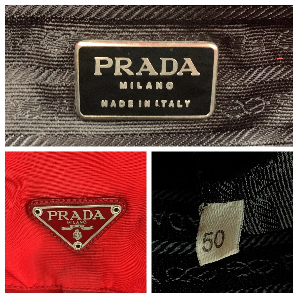 16714
PRADA プラダ テスート 三角ロゴプレート レッド シルバー金具 ナイロン リュックサック バックパック  レディース