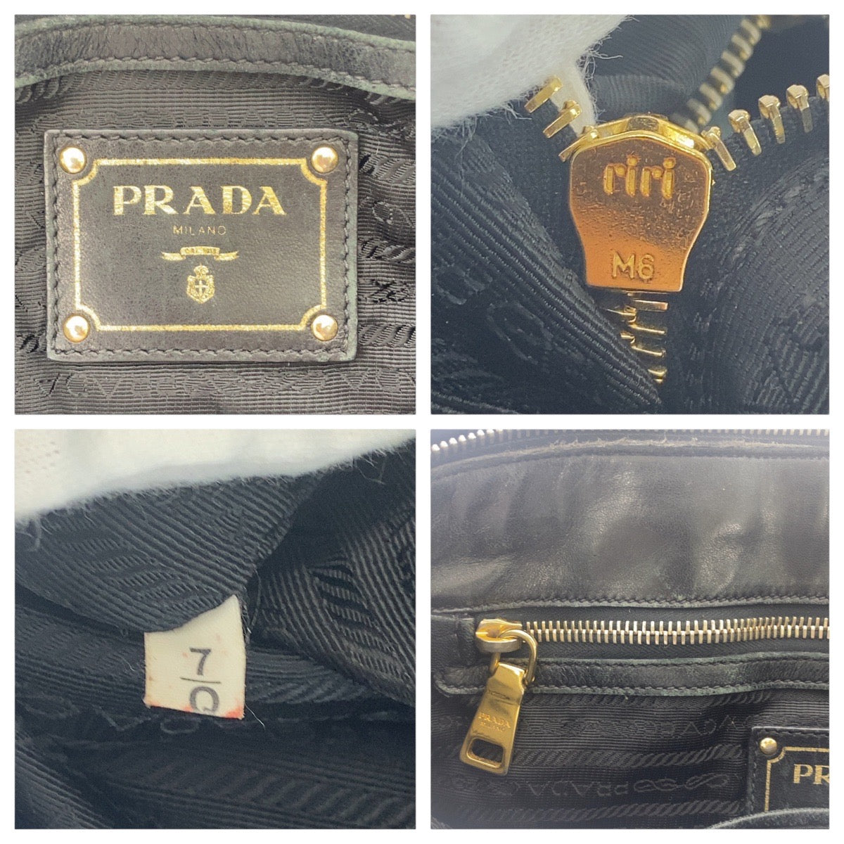 16715
PRADA プラダ テスート シャーリング ブラック 黒 ゴールド金具 ナイロン / レザー ショルダーバッグ ハンドバッグ  レディース