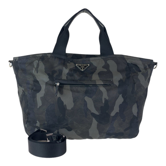 16716
PRADA プラダ テスート カモフラ 三角ロゴプレート カーキ シルバー金具 ナイロン トートバッグ ショルダーバッグ 2way  メンズ ABP54