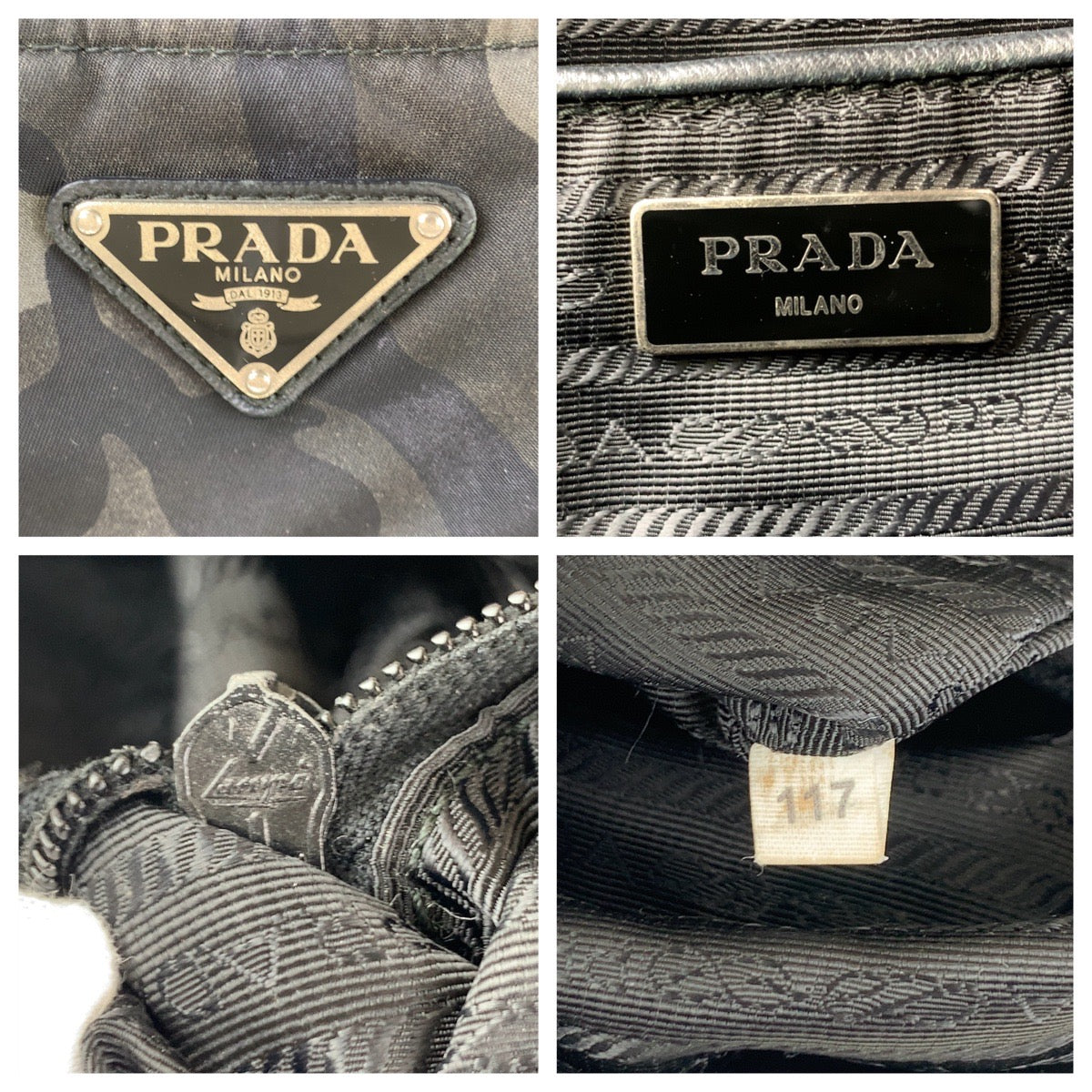 16716
PRADA プラダ テスート カモフラ 三角ロゴプレート カーキ シルバー金具 ナイロン トートバッグ ショルダーバッグ 2way  メンズ ABP54