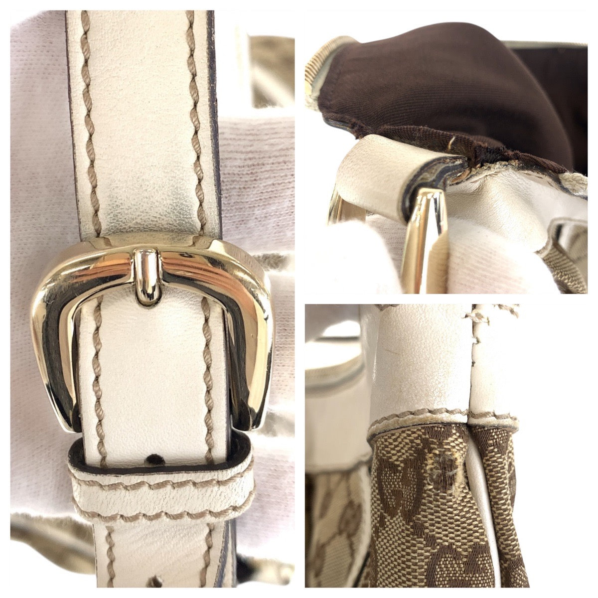 16717
GUCCI グッチ アビー ベージュ アイボリー ゴールド金具 GGキャンバス / レザー 204940 ショルダーバッグ メッセンジャーバッグ  レディース AB30