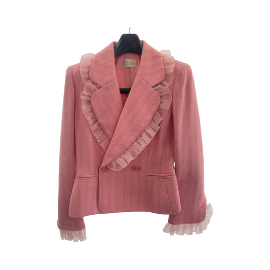 16720
Dior ディオール ヴィンテージ フリル ピンク ウール フリル ジャケット レディース A66