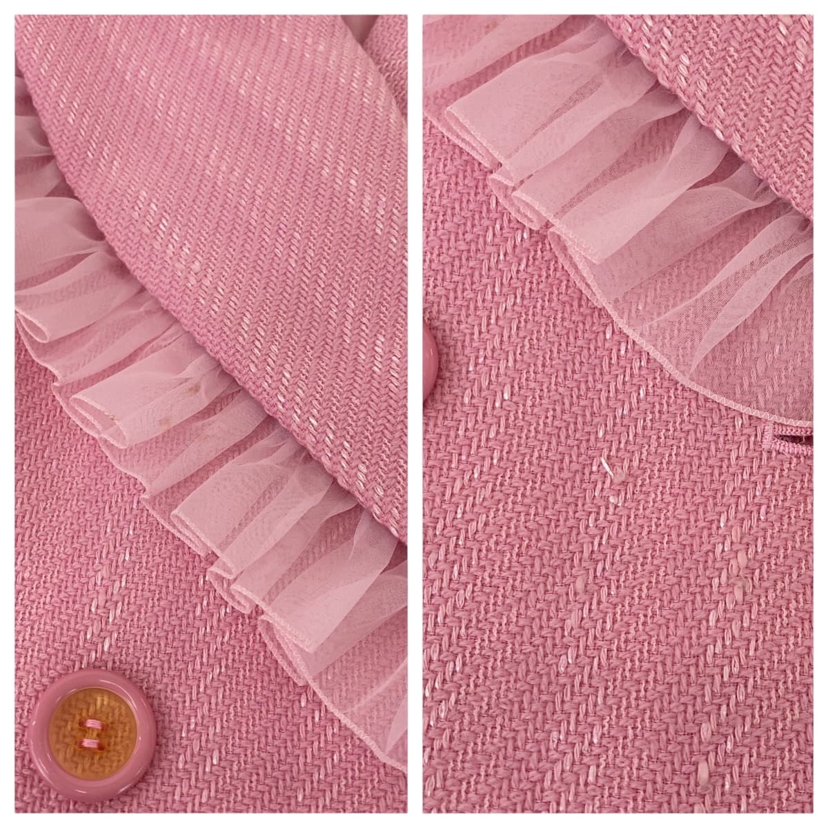 16720
Dior ディオール ヴィンテージ フリル ピンク ウール フリル ジャケット レディース A66