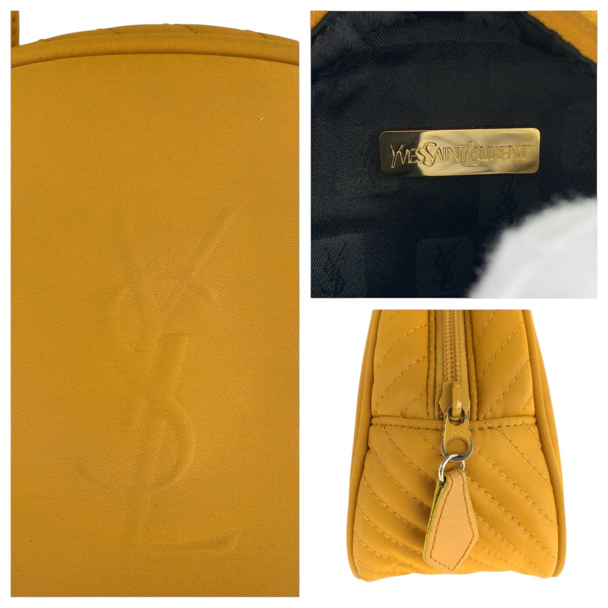 16724
YVES SAINT LAURENT イヴ サンローラン ヴィンテージ YSL イエロー ナイロン ハンドバッグ  レディース ABP16