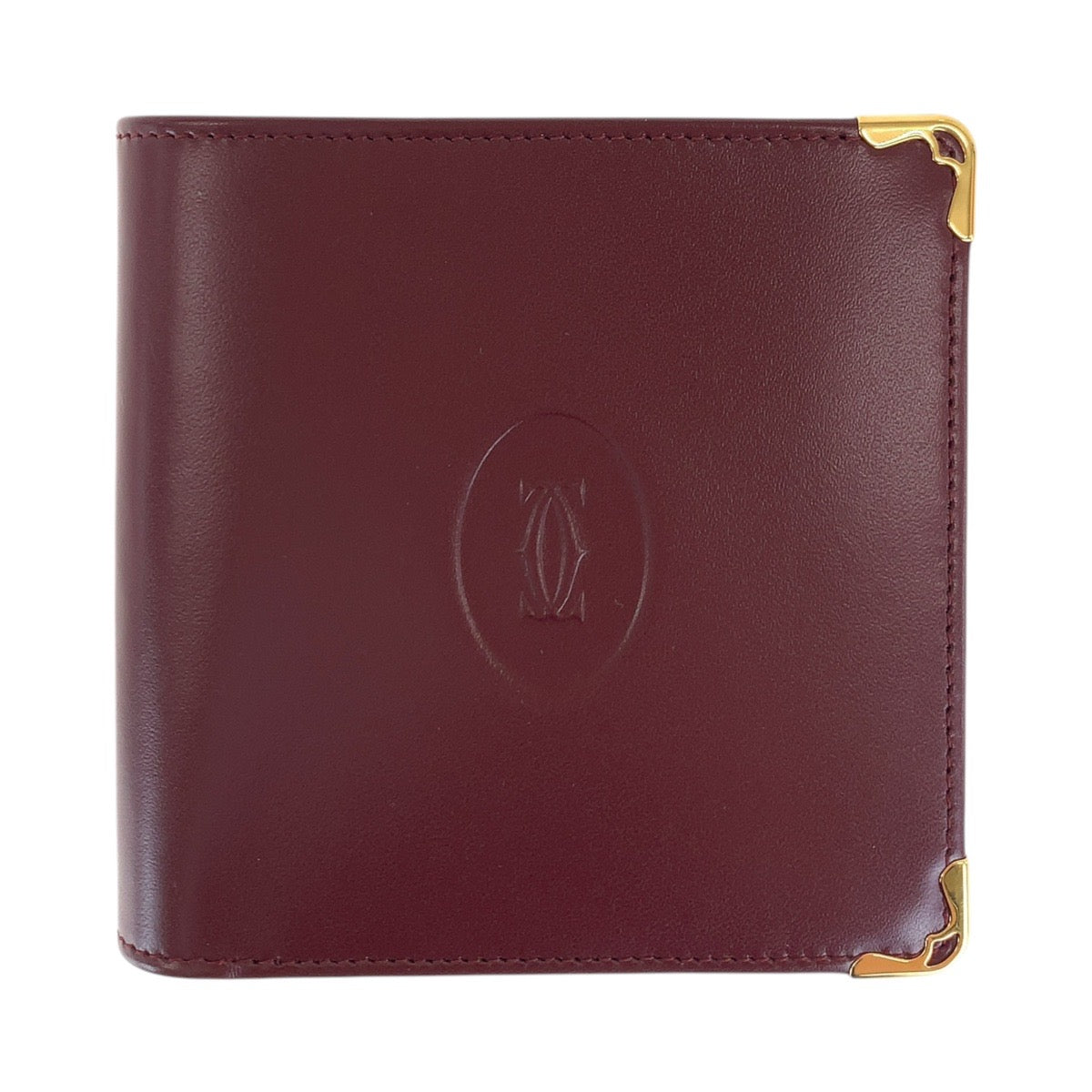 16725
CARTIER カルティエ マストライン ワインレッド ボルドー ゴールド金具 レザー 折財布 コンパクトウォレット 男女兼用  レディース