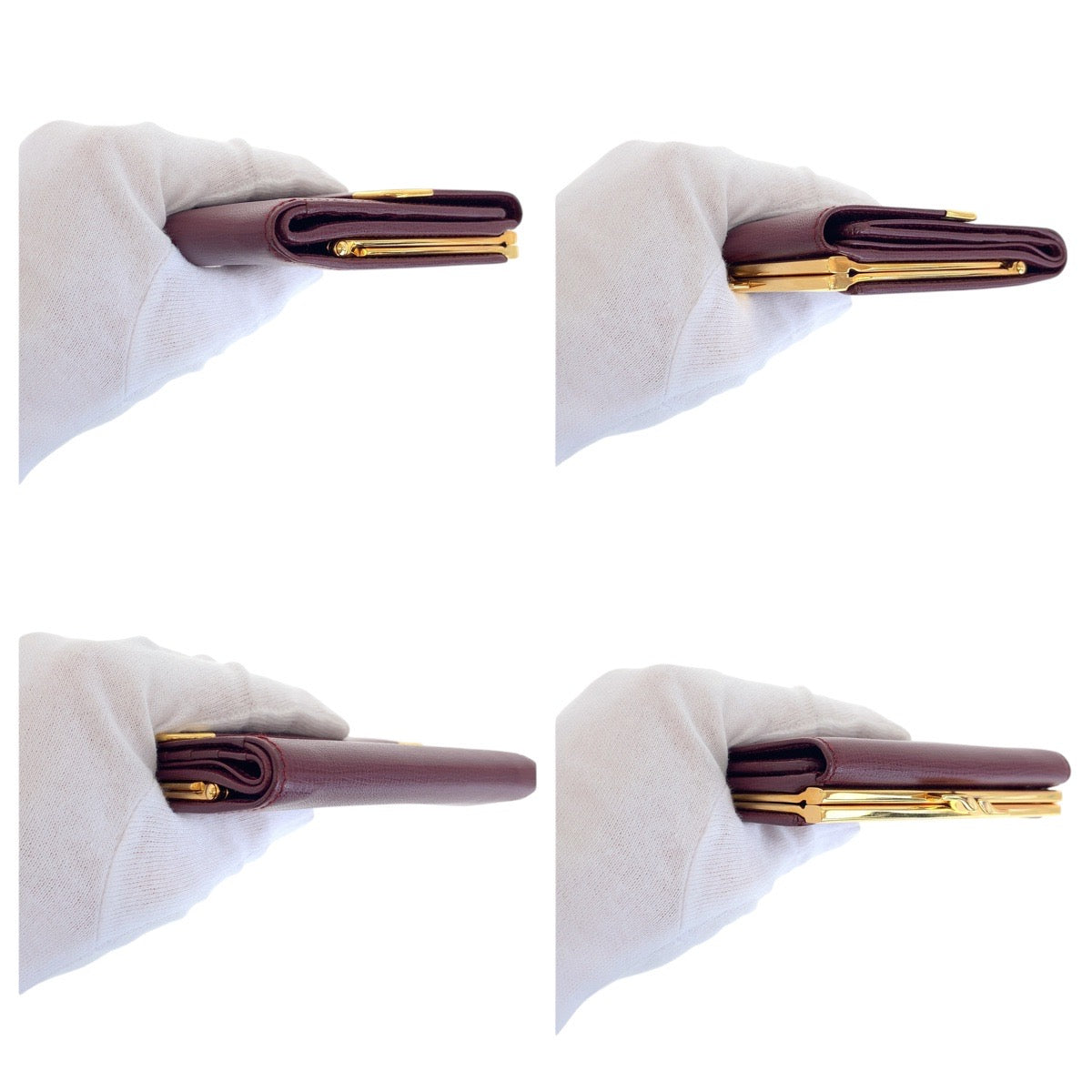 16726
CARTIER カルティエ マストライン ワインレッド ボルドー ゴールド金具 レザー 折財布 コンパクトウォレット 男女兼用  レディース A34