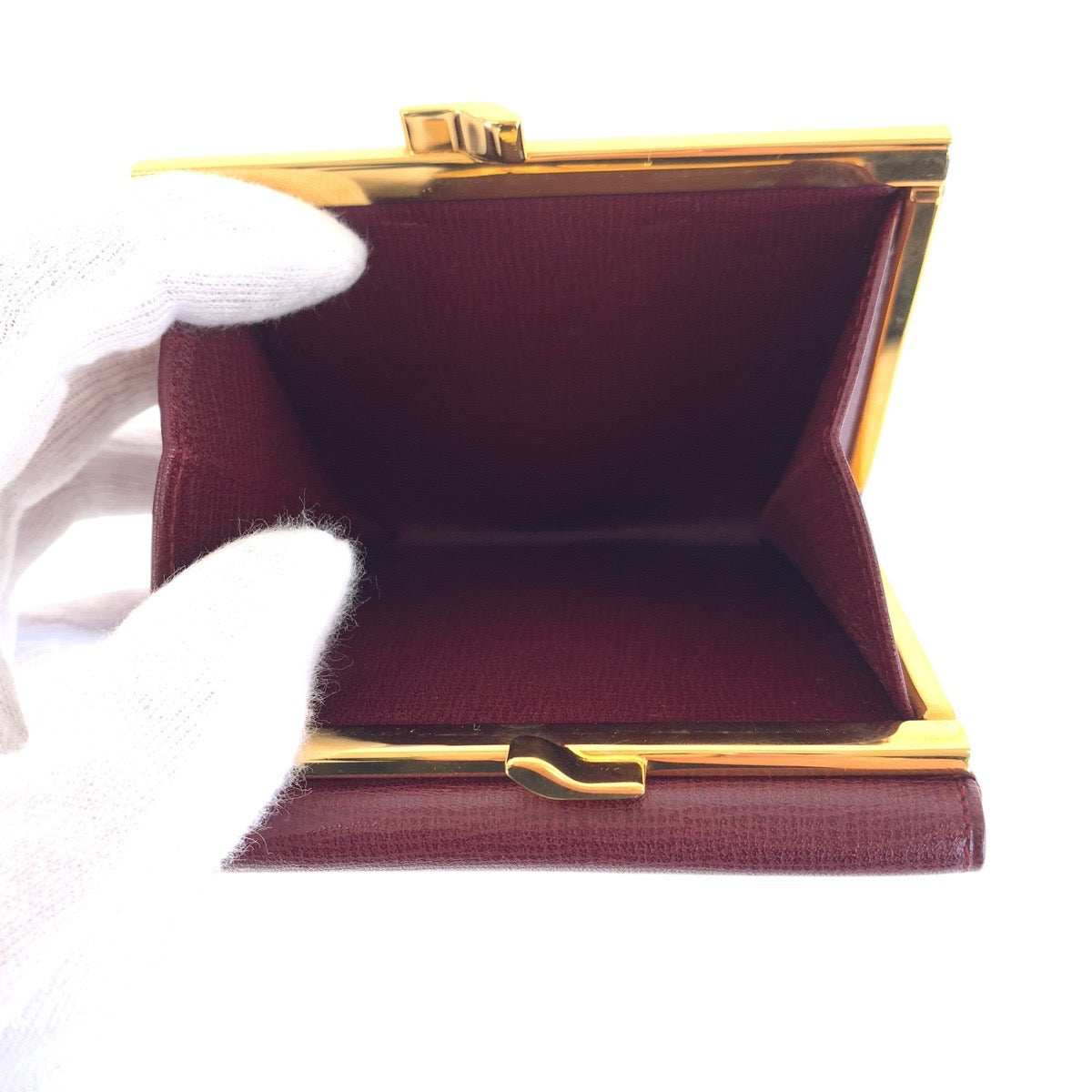 16726
CARTIER カルティエ マストライン ワインレッド ボルドー ゴールド金具 レザー 折財布 コンパクトウォレット 男女兼用  レディース A34