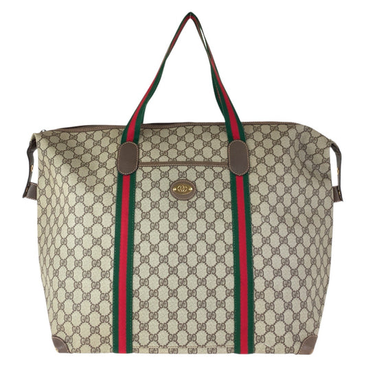 16729
GUCCI グッチ ヴィンテージ シェリーライン オールドグッチ ベージュ ブラウン ゴールド金具 GGスプリームキャンバス / レザー 012 39 621 トートバッグ ボストンバッグ レディース ABP54