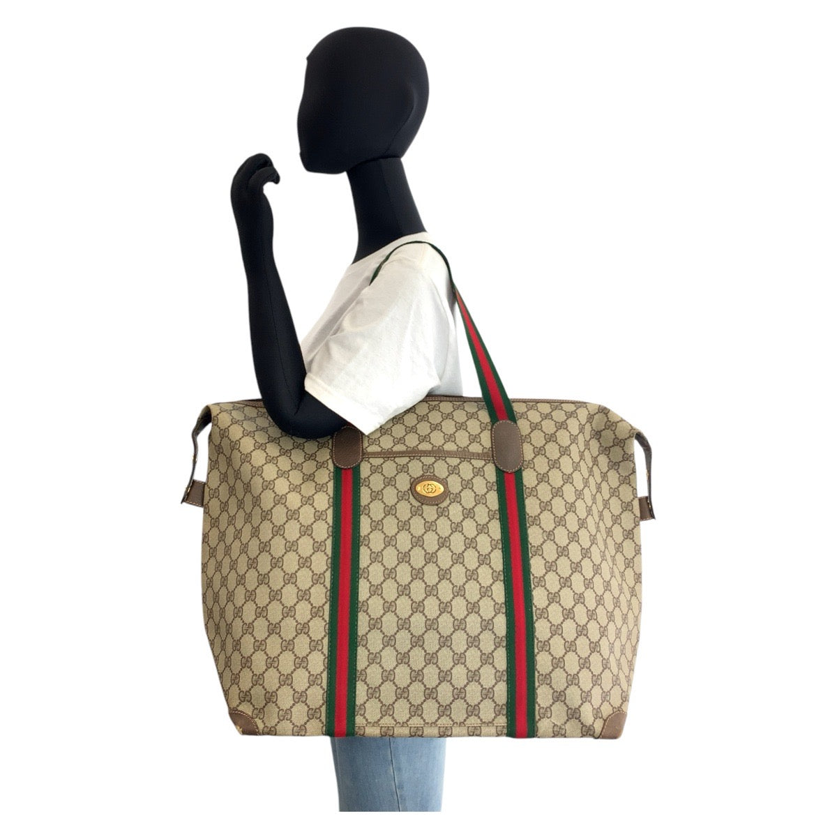 16729
GUCCI グッチ ヴィンテージ シェリーライン オールドグッチ ベージュ ブラウン ゴールド金具 GGスプリームキャンバス / レザー 012 39 621 トートバッグ ボストンバッグ  レディース ABP54