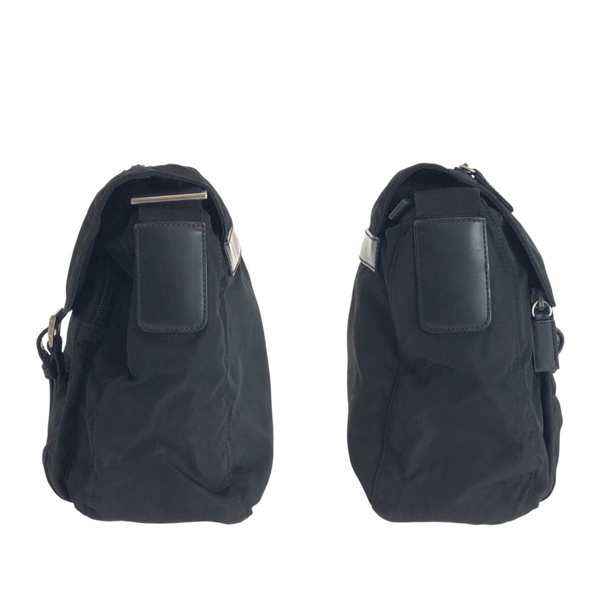 16730
PRADA プラダ テスート 三角ロゴプレート ブラック 黒 シルバー金具 ナイロン / レザー ショルダーバッグ ポシェット レディース AB32