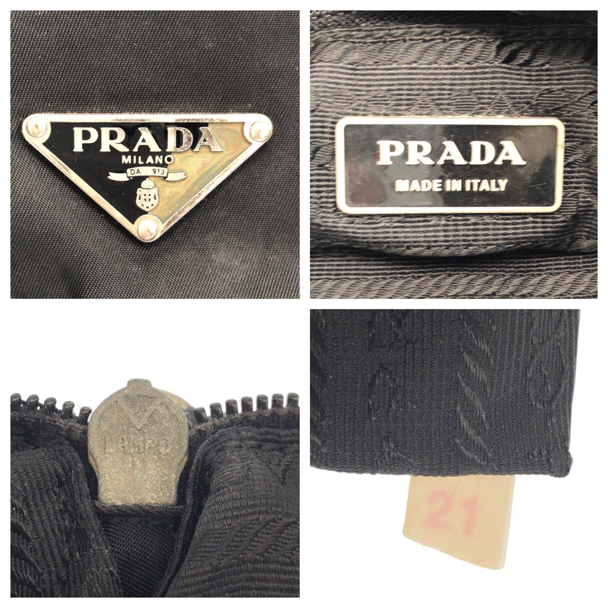 16730
PRADA プラダ テスート 三角ロゴプレート ブラック 黒 シルバー金具 ナイロン / レザー ショルダーバッグ ポシェット レディース AB32