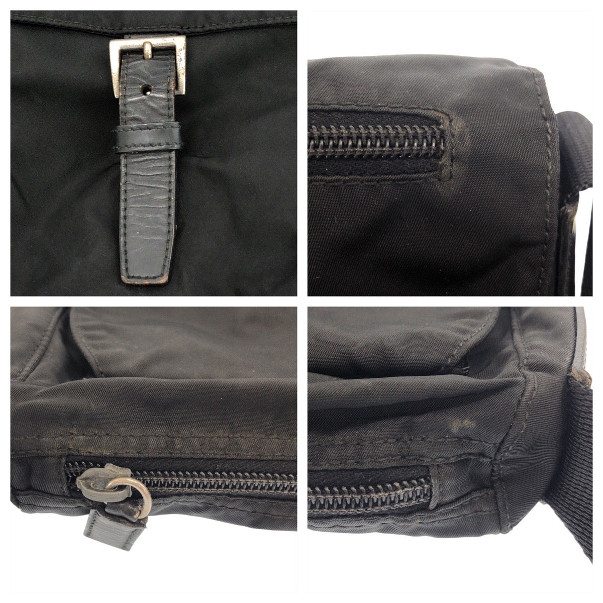 16730
PRADA プラダ テスート 三角ロゴプレート ブラック 黒 シルバー金具 ナイロン / レザー ショルダーバッグ ポシェット レディース AB32