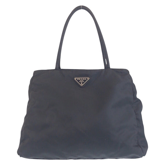 16731
PRADA プラダ テスート 三角ロゴプレート ブラック 黒 シルバー金具 ナイロン トートバッグ ショルダーバッグ ハンドバッグ  レディース ABP39