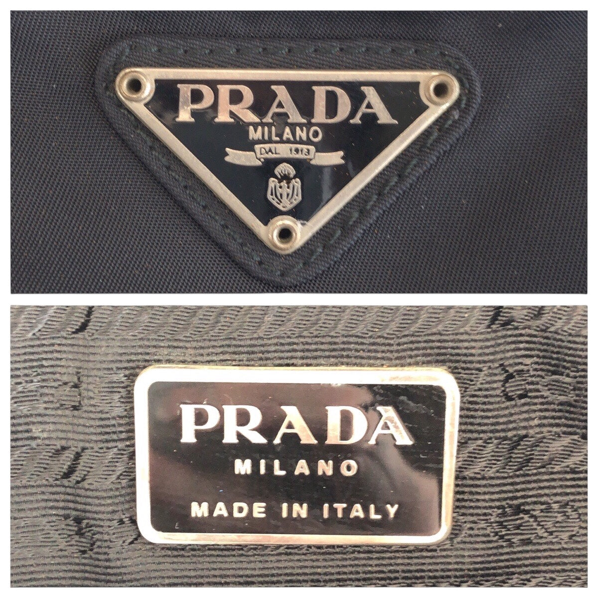 16731
PRADA プラダ テスート 三角ロゴプレート ブラック 黒 シルバー金具 ナイロン トートバッグ ショルダーバッグ ハンドバッグ  レディース ABP39