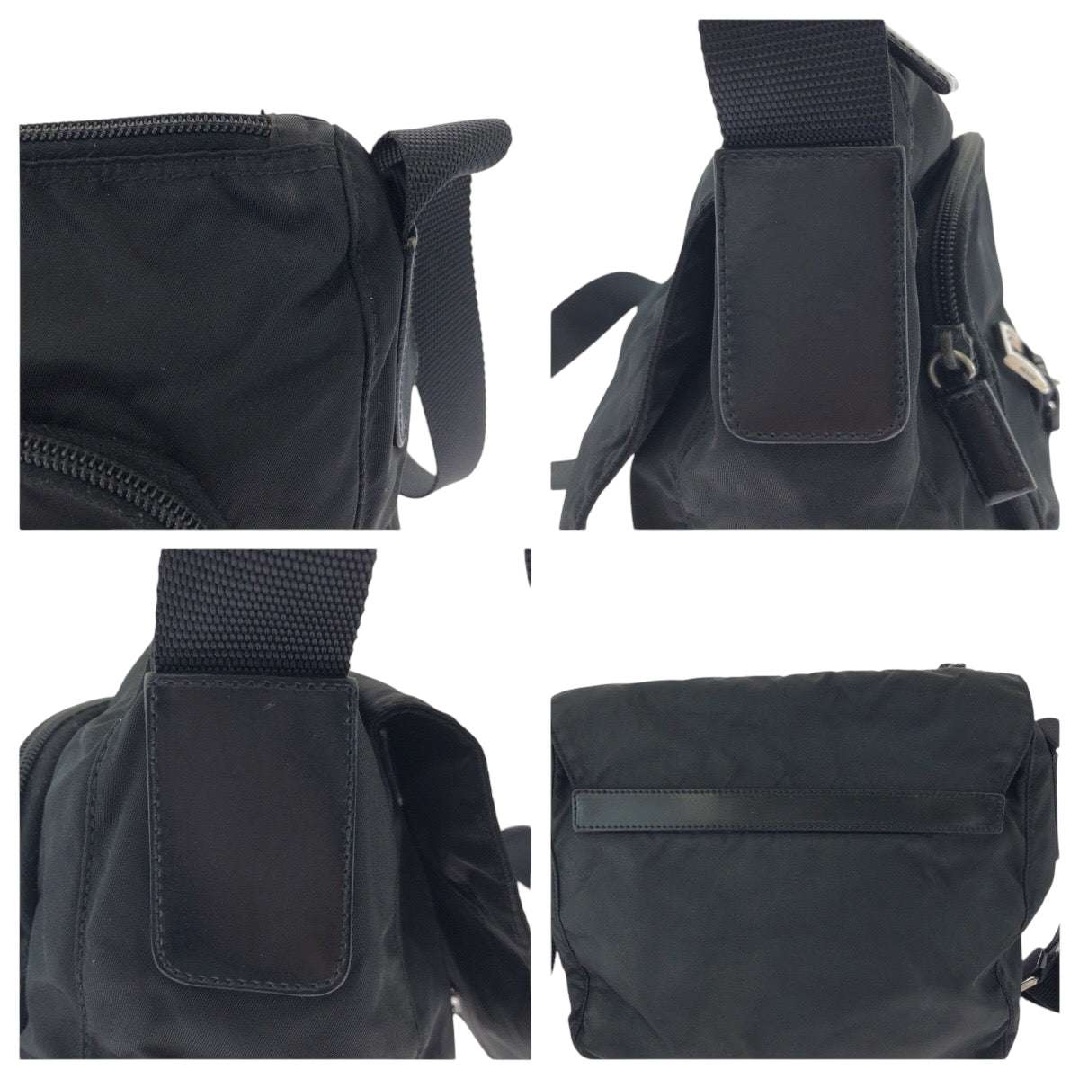 16733
PRADA プラダ テスート 三角ロゴプレート ブラック 黒 シルバー金具 ナイロン ショルダーバッグ ポシェット  レディース ABP39