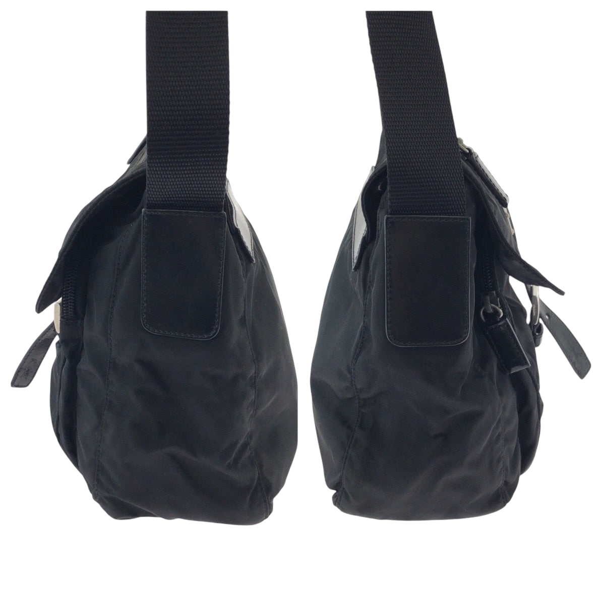 16733
PRADA プラダ テスート 三角ロゴプレート ブラック 黒 シルバー金具 ナイロン ショルダーバッグ ポシェット  レディース ABP39