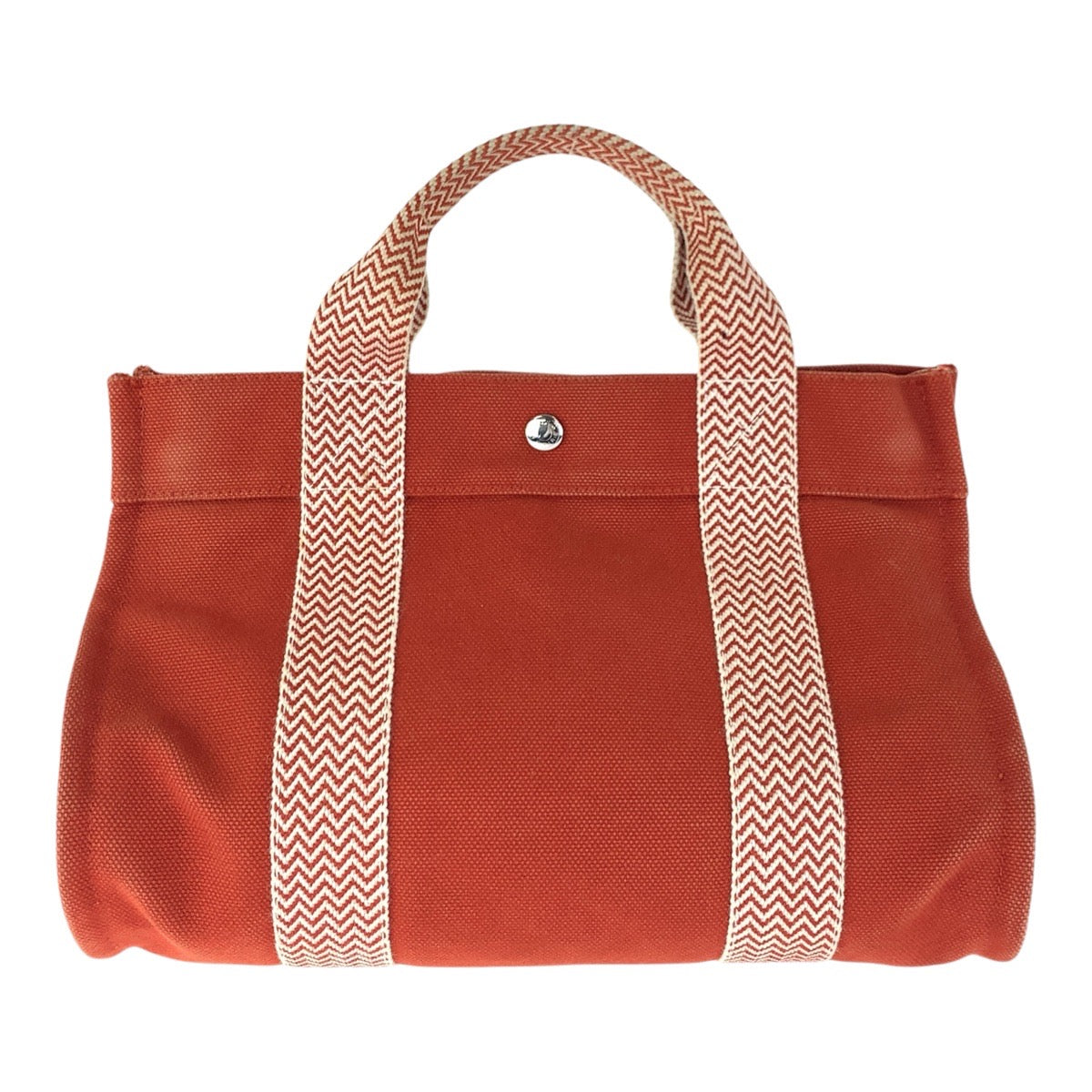 16735
HERMES エルメス カンヌPM オレンジ シルバー金具 キャンバス トートバッグ ハンドバッグ  レディース