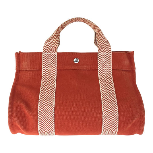 16735
HERMES エルメス カンヌPM オレンジ シルバー金具 キャンバス トートバッグ ハンドバッグ  レディース